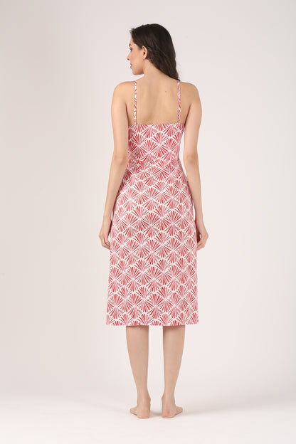 Red Strappy Summer Dress with Slit