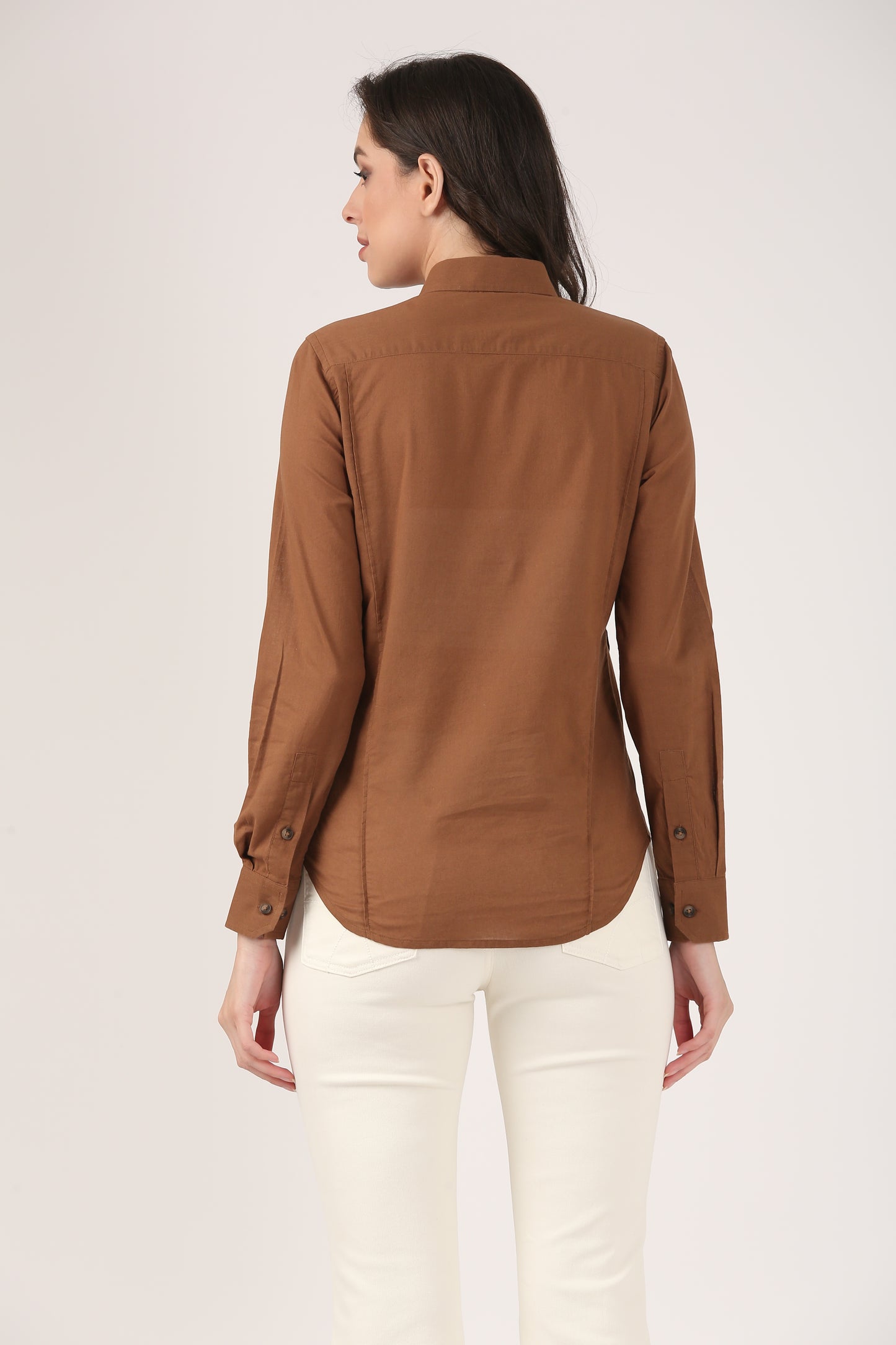 Coffee Brown Cotton Pintuck shirt