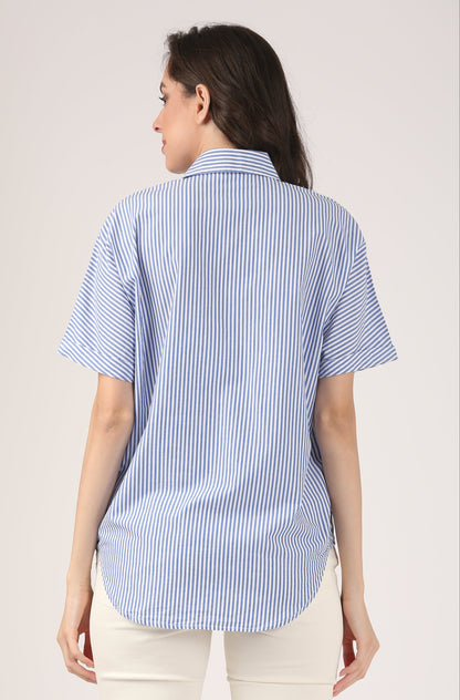 Blue Stripes Cotton Kimono shirt