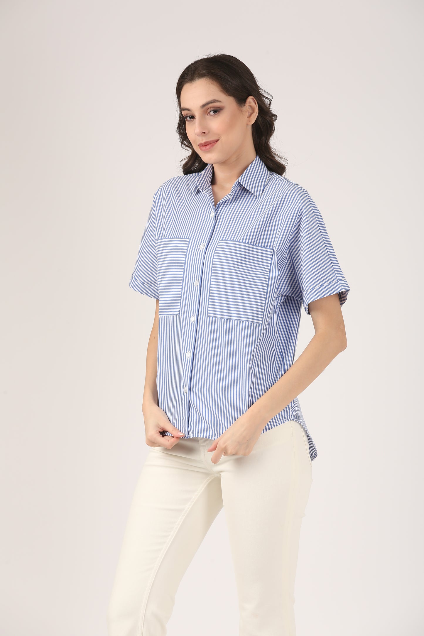 Blue Stripes Cotton Kimono shirt