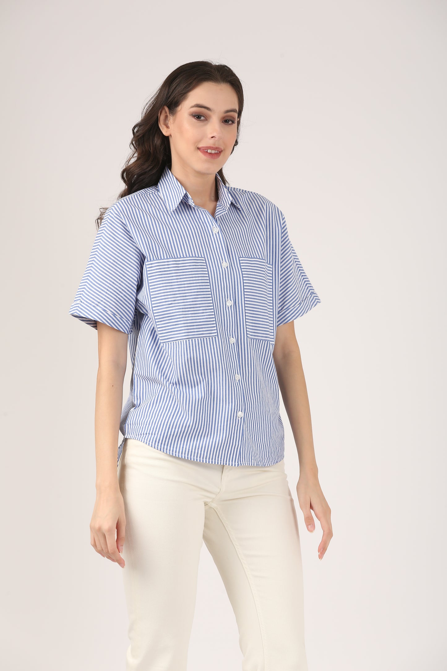 Blue Stripes Cotton Kimono shirt