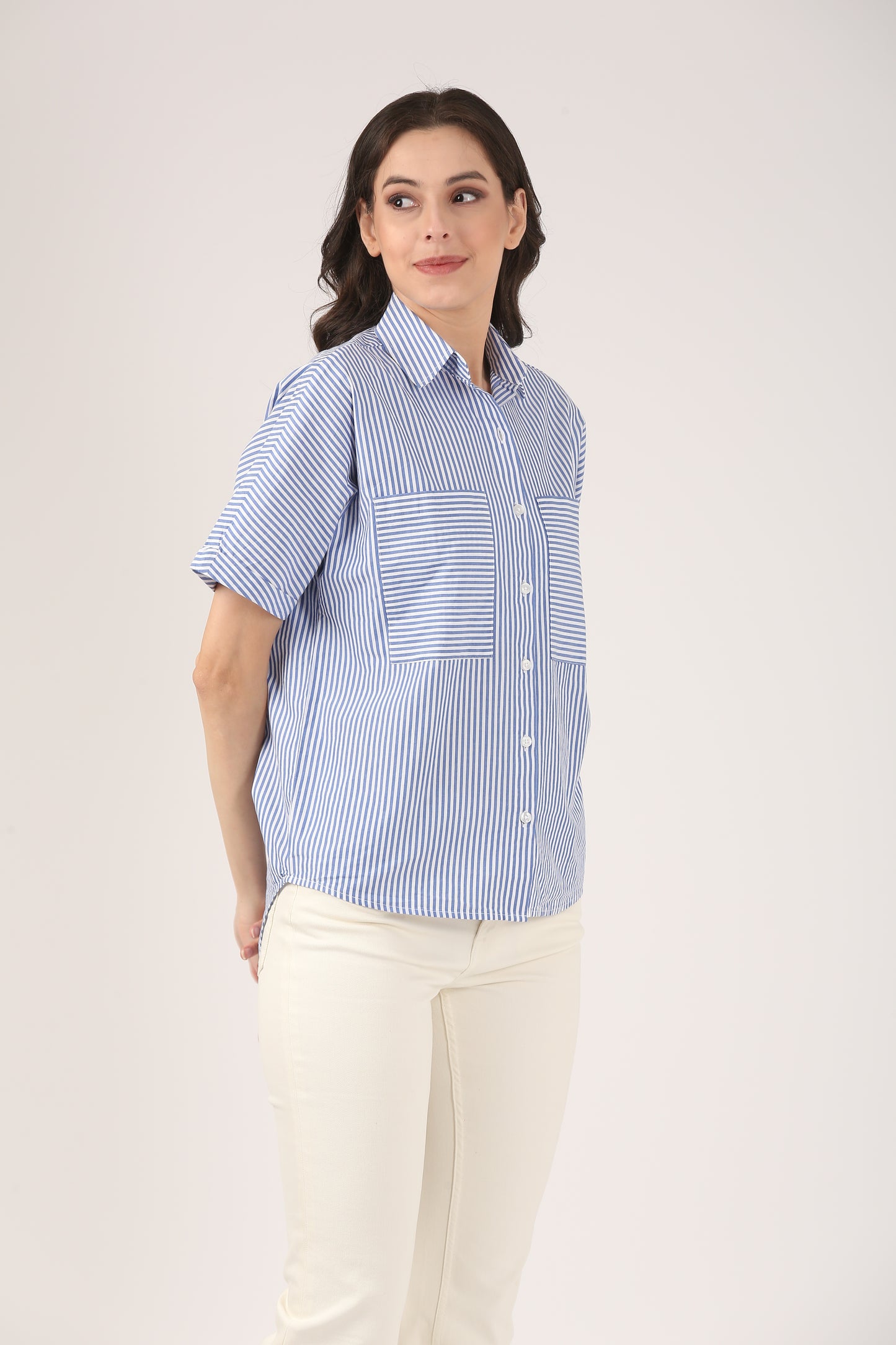 Blue Stripes Cotton Kimono shirt