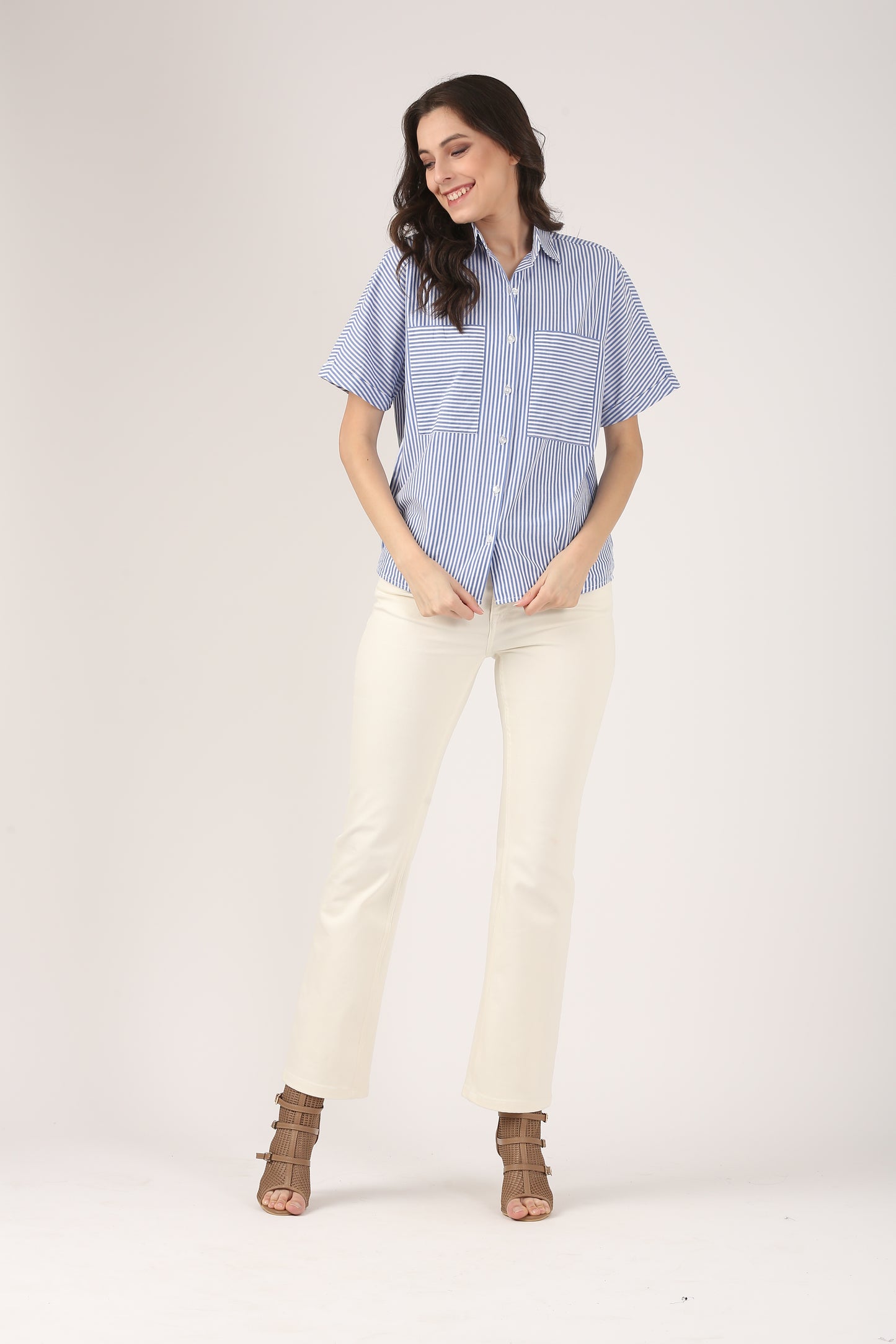 Blue Stripes Cotton Kimono shirt