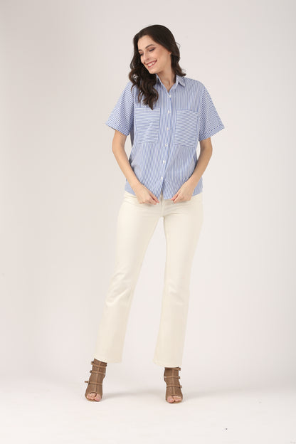 Blue Stripes Cotton Kimono shirt