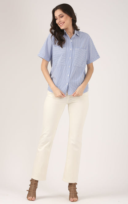 Blue Stripes Cotton Kimono shirt