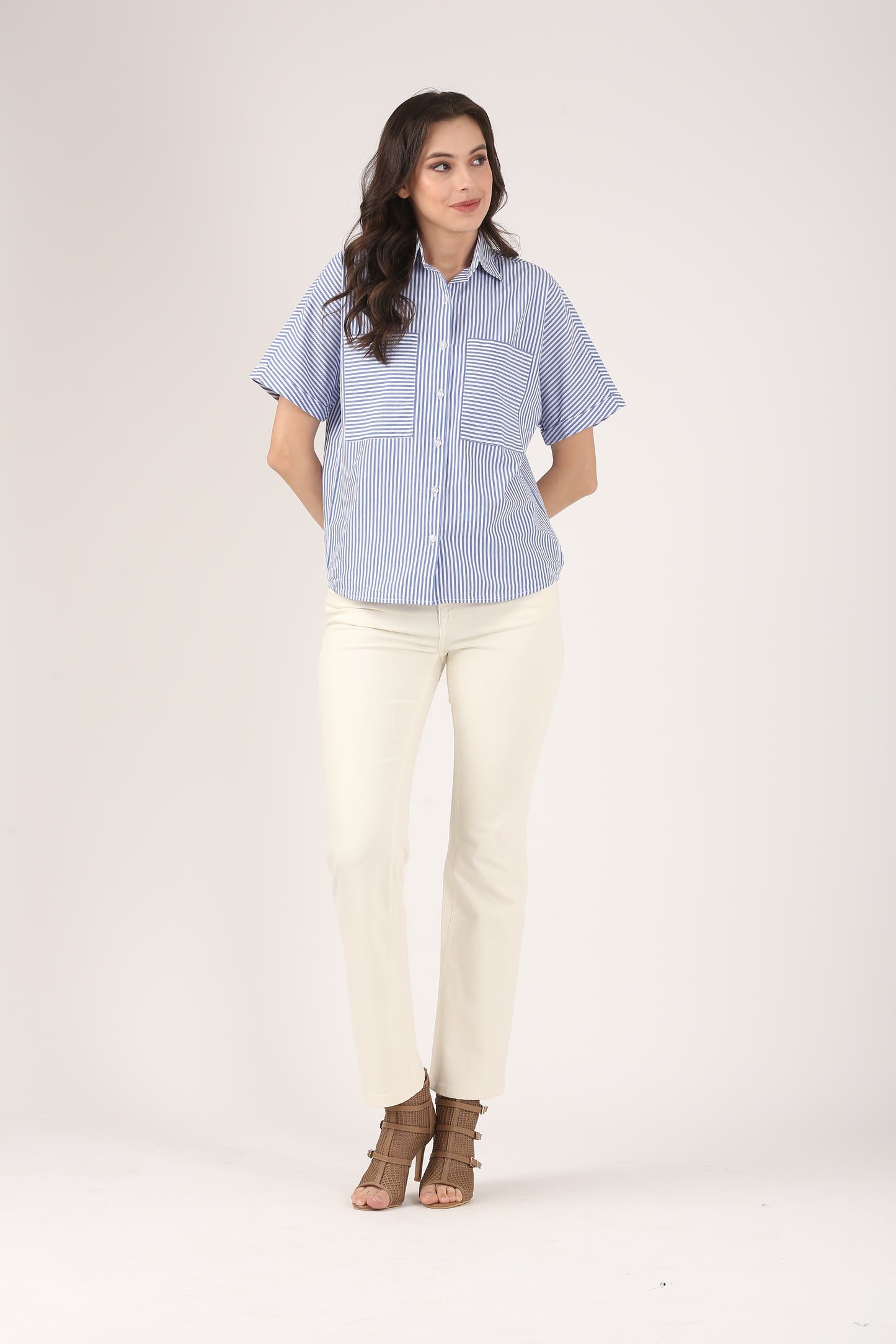 Blue Stripes Cotton Kimono shirt