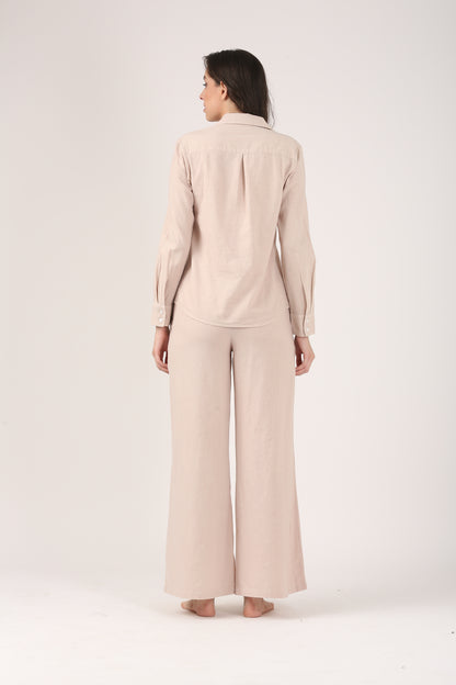 Linen Lapel Shirt - Dusty Pink