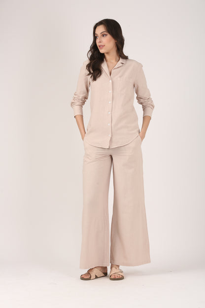 Linen Lapel Shirt - Dusty Pink