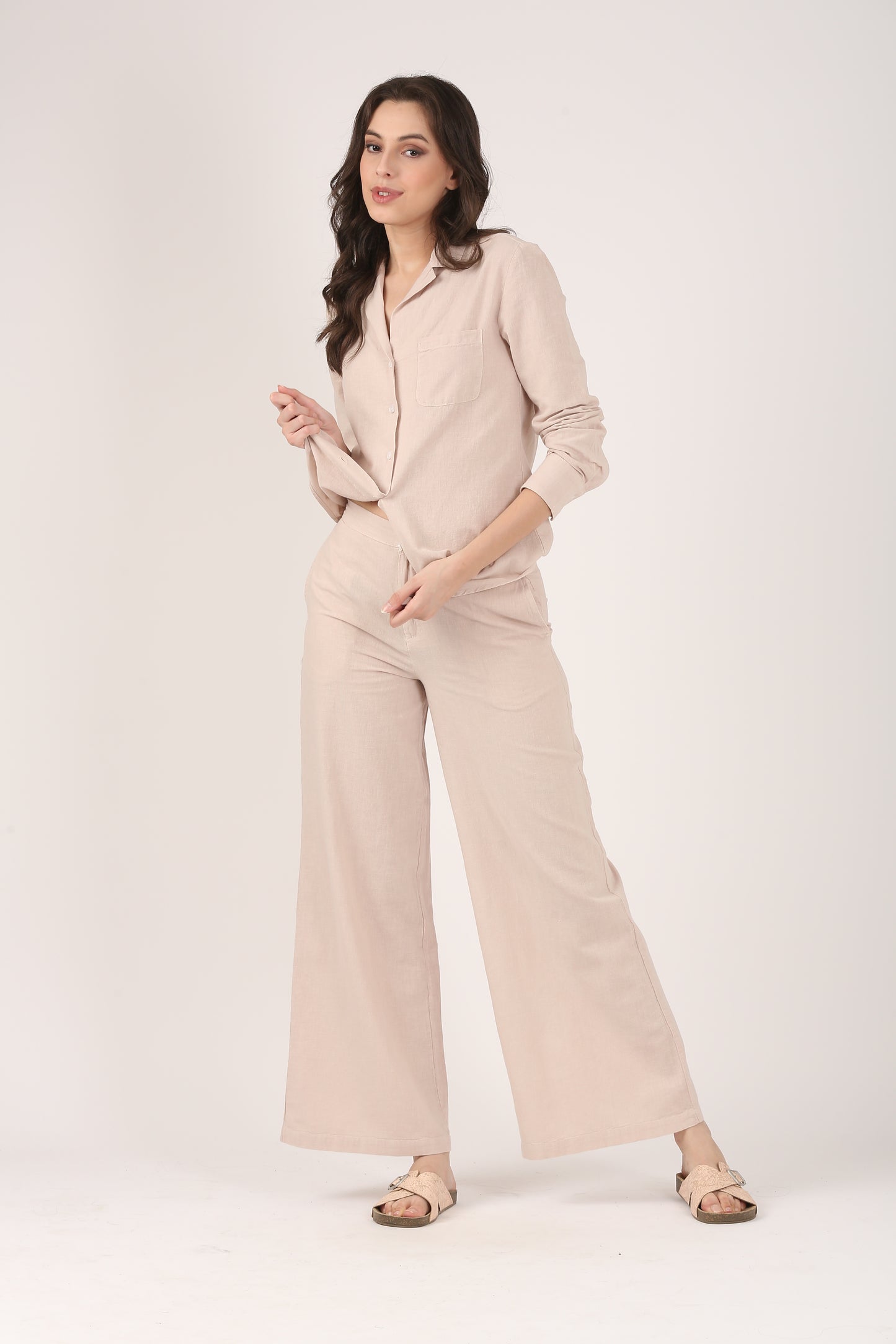 Linen Lapel Shirt - Dusty Pink