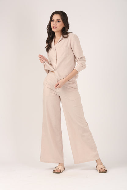 Linen Lapel Shirt - Dusty Pink