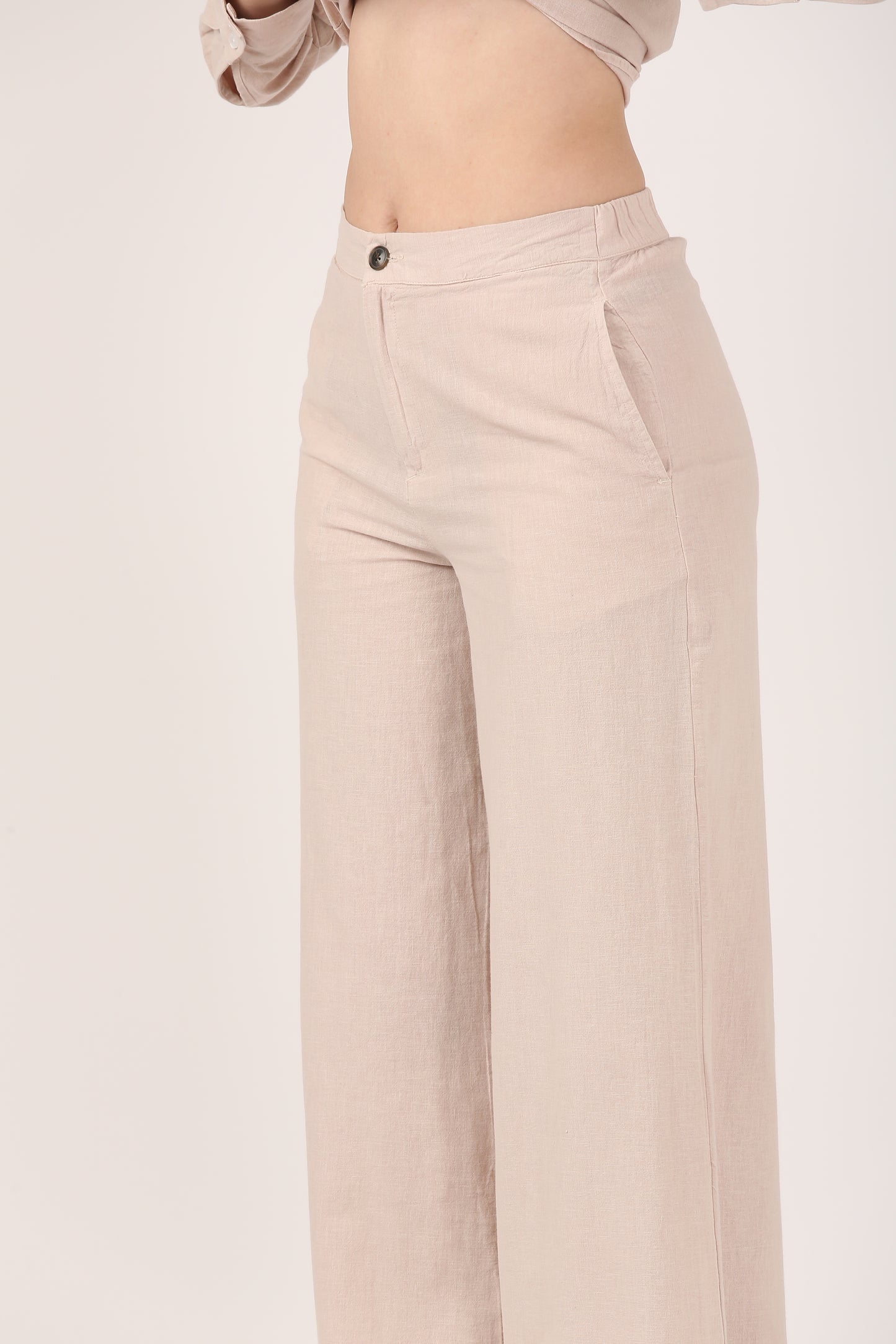 Linen Flare Pant - Dusty Pink