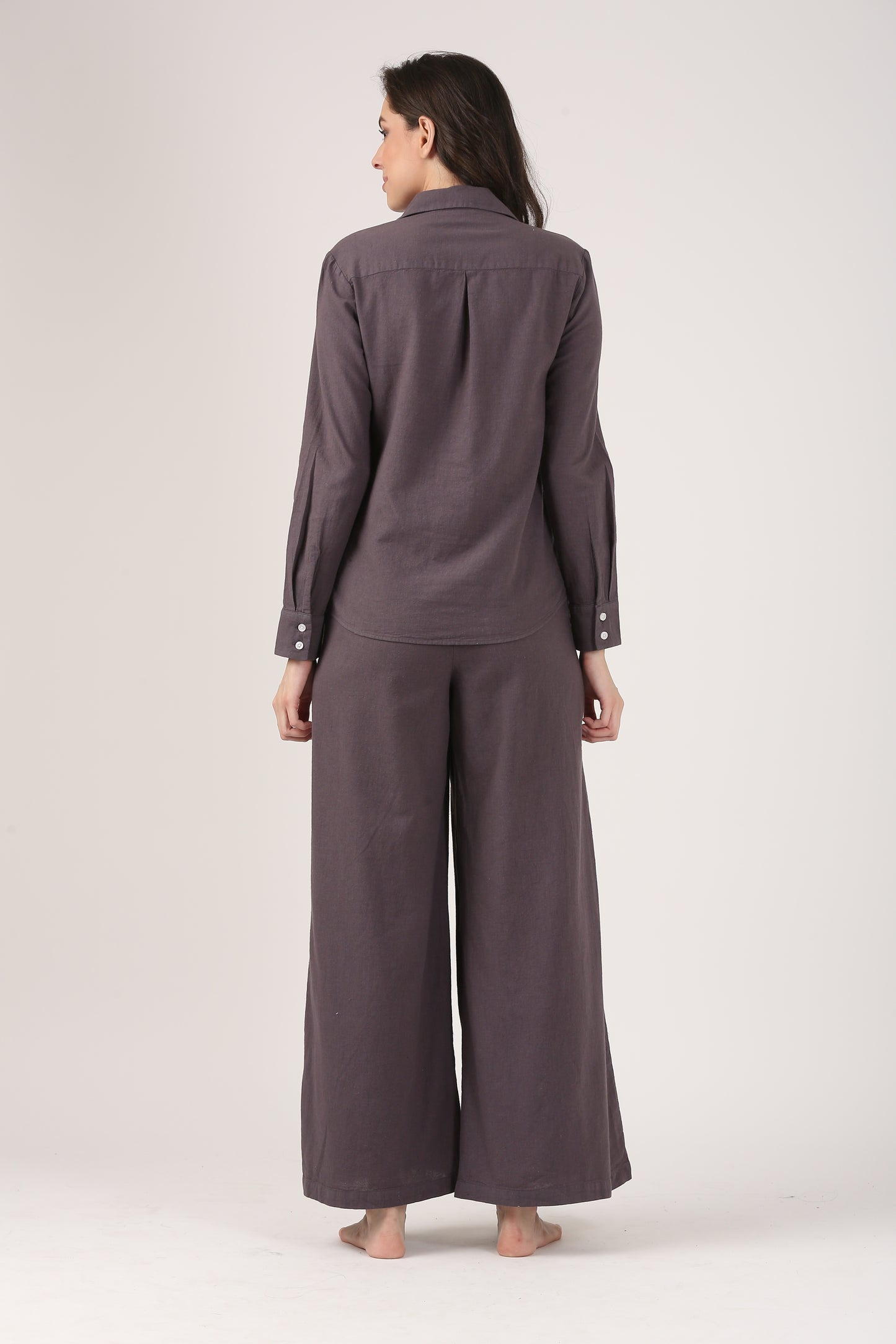 Linen Flare Pant - Charcoal Grey