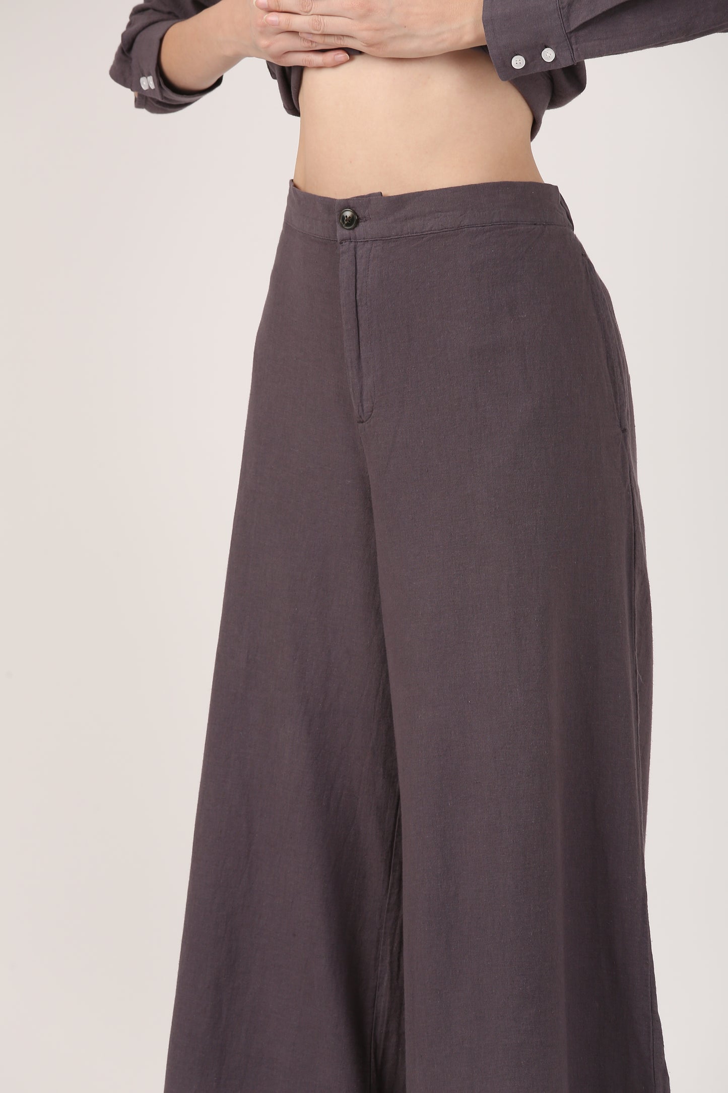 Linen Flare Pant - Charcoal Grey
