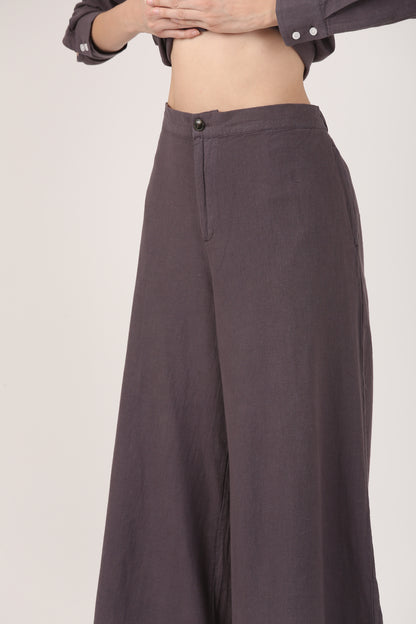 Linen Flare Pant - Charcoal Grey