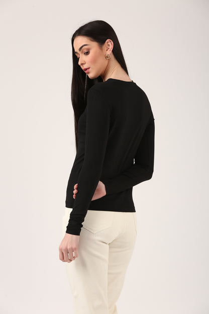 Black Luxe Long Sleeve Top