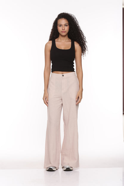 Linen Flare Pant - Dusty Pink