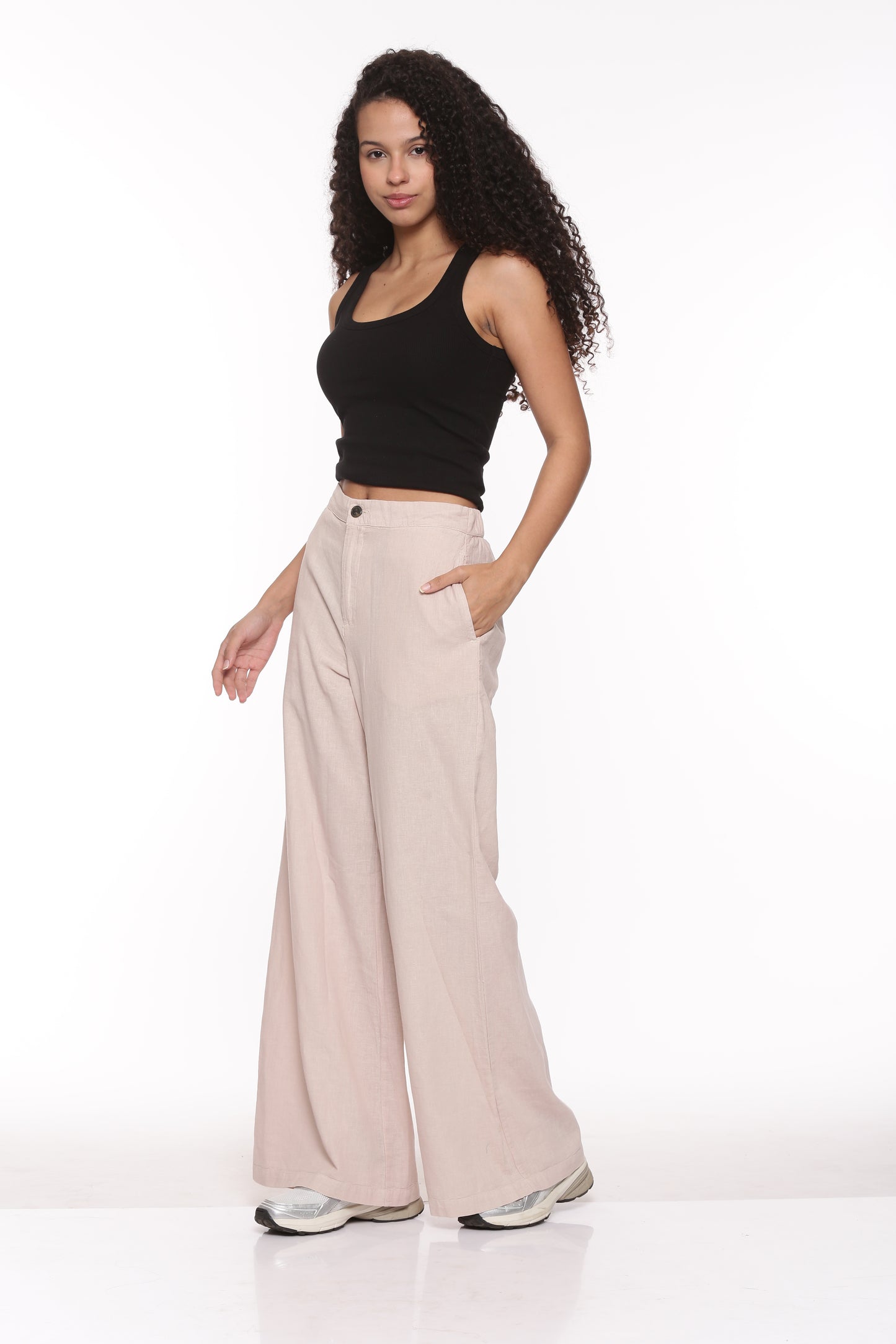 Linen Flare Pant - Dusty Pink
