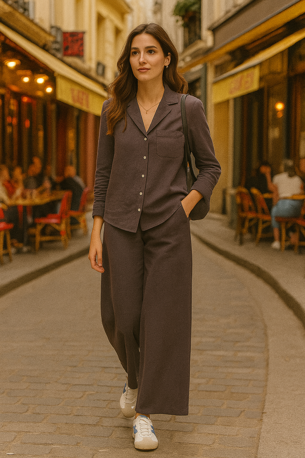 Linen Lapel Shirt - Charcoal Grey