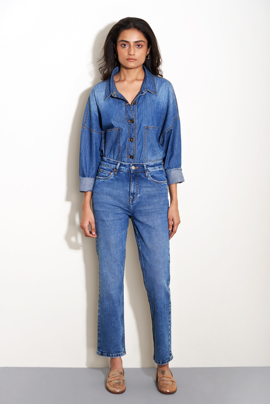 Mid Blue Straight Denim