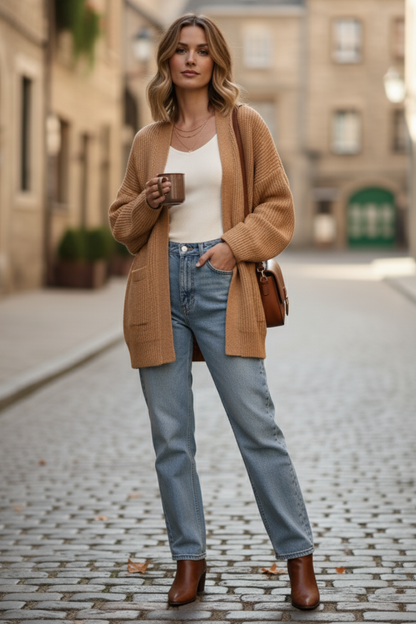 Soft Cotton Rib Sweetheart Neck Cream Top