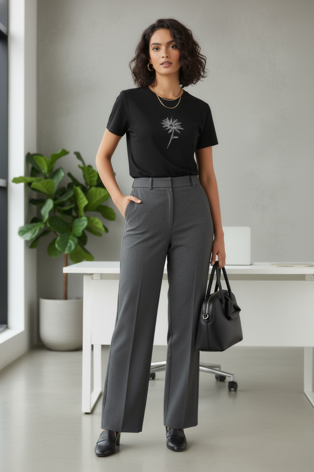 Hand Embroidered Black T-Shirt