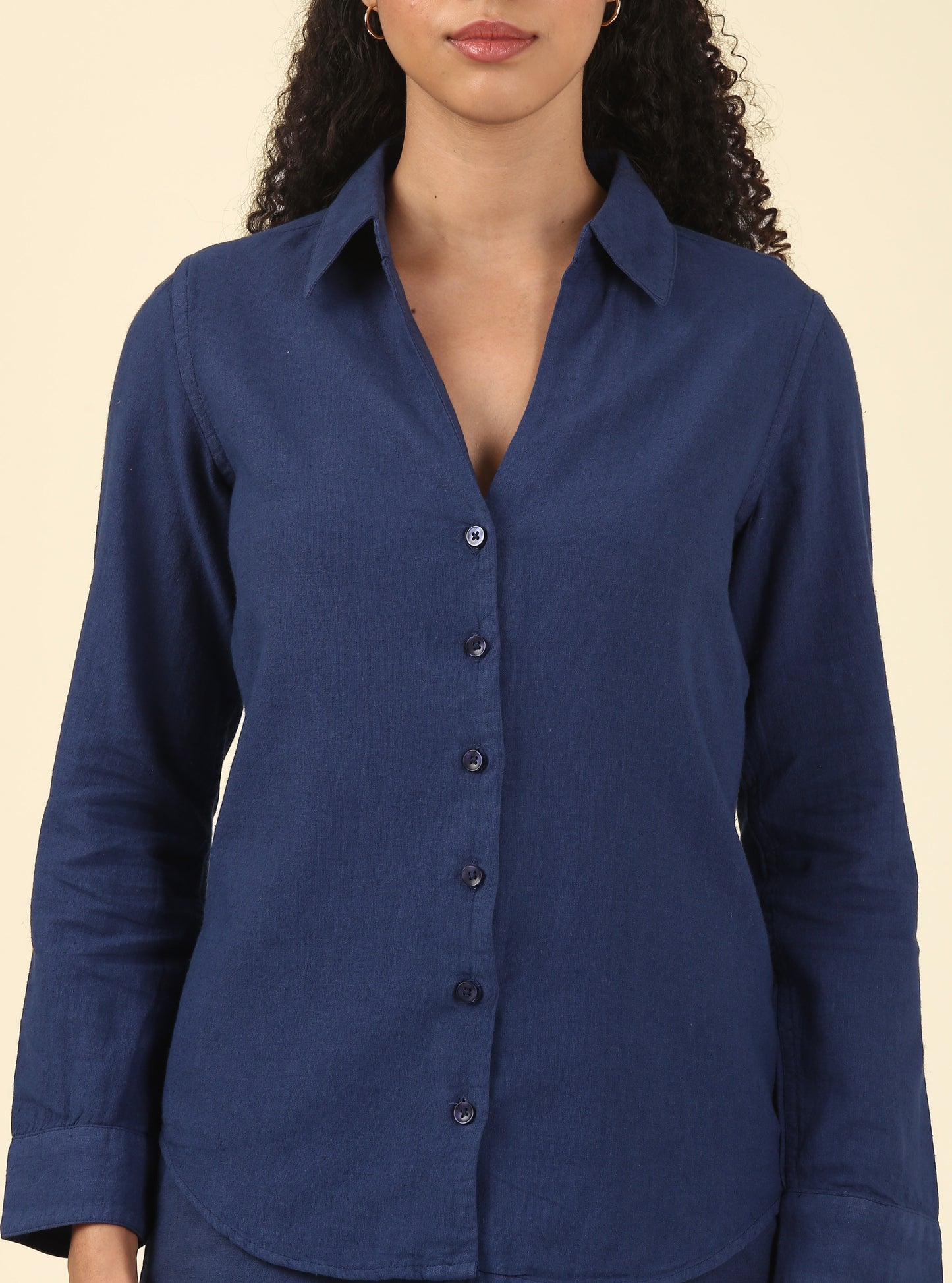 Linen Shirt Classic Fit - Midnight Blue