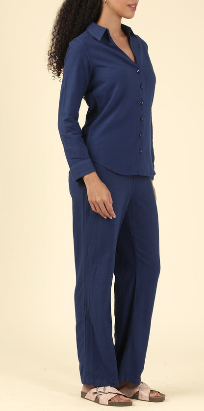 Linen Shirt Classic Fit - Midnight Blue