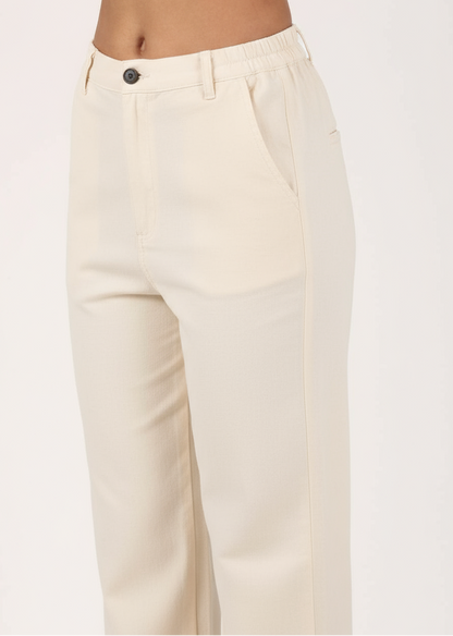 Ivory linen wide leg pant