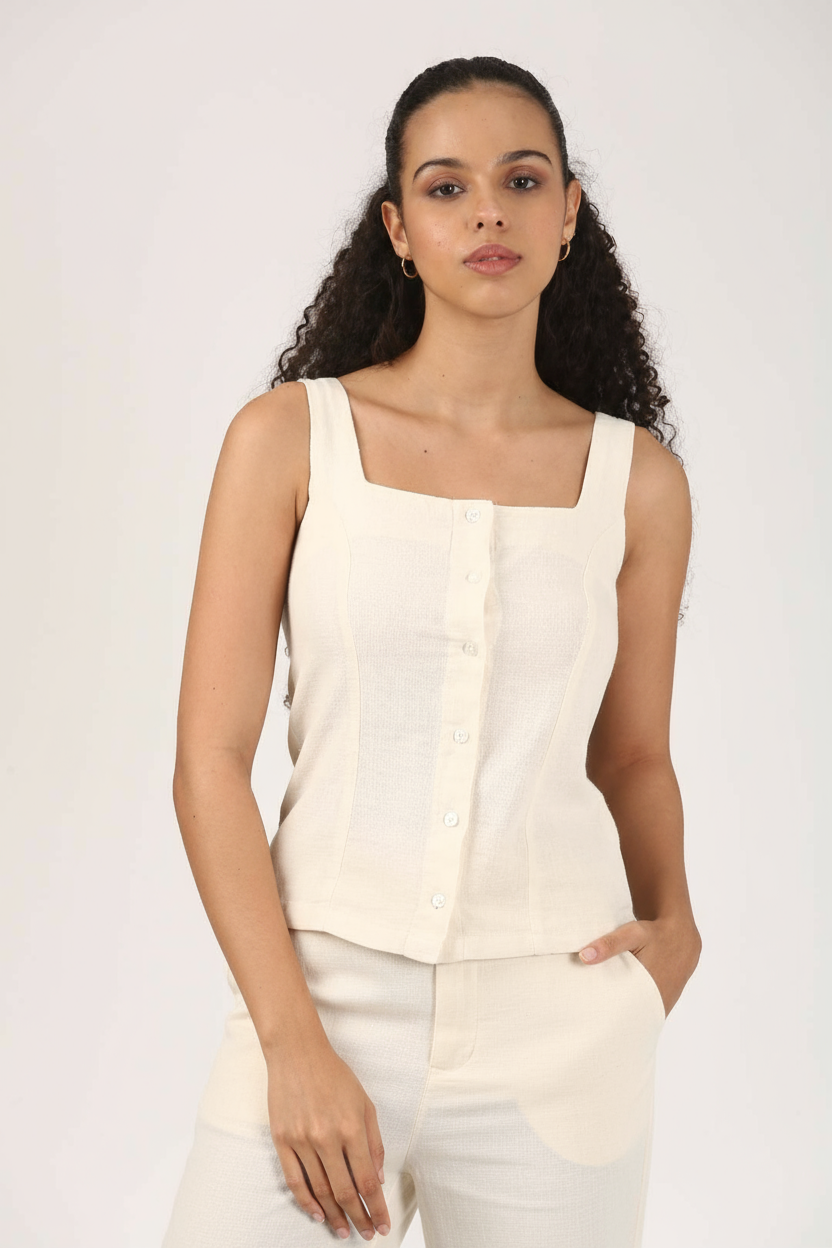 Ivory Linen Corset Top