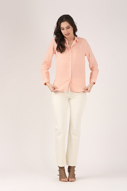 Classic Orange & White Striped Shirt
