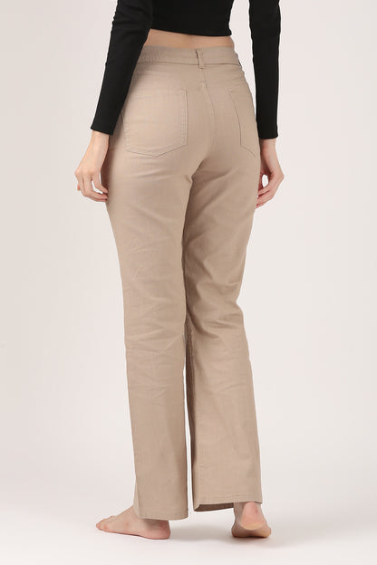 Taupe SoftForm Flare Stretch Cotton Pant